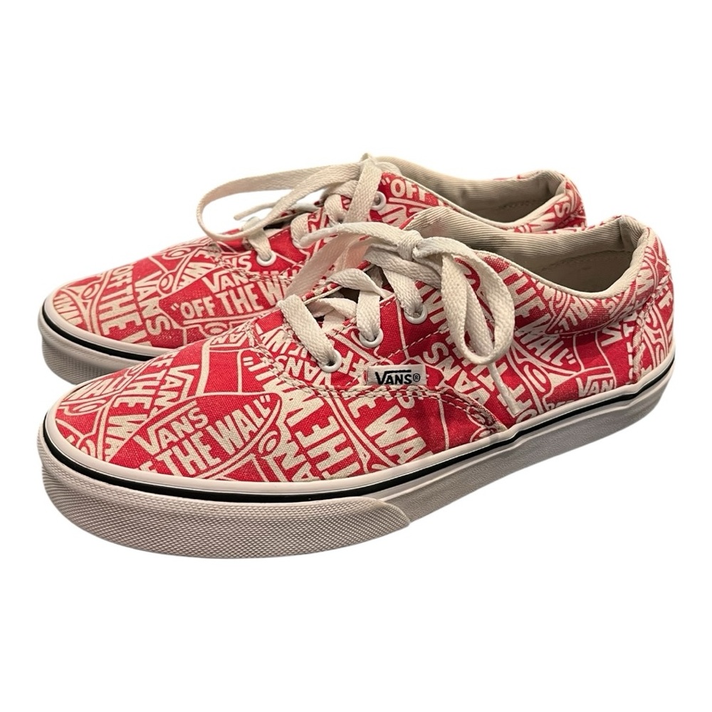 Vans Era Red White‎ “Off the Wall” Logo Sneakers | Youth 5 / Women’s 6.5–7